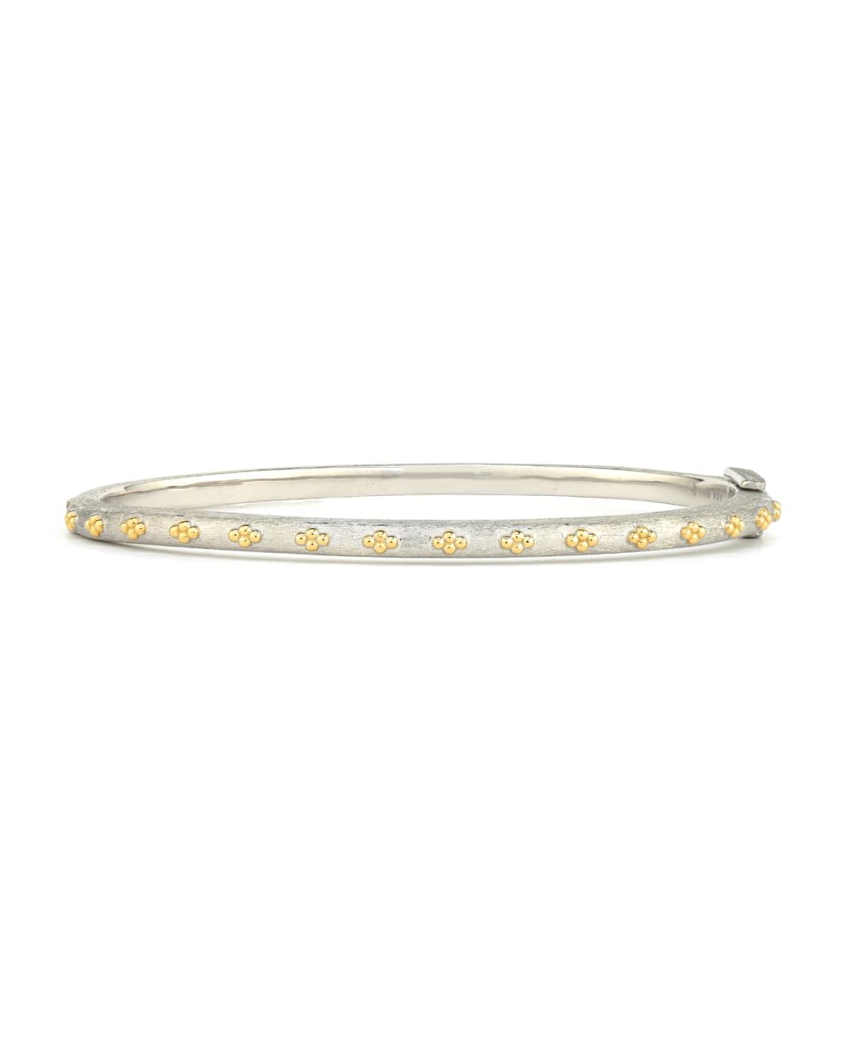 Mixed Metal Thin Beaded Quad Bangle